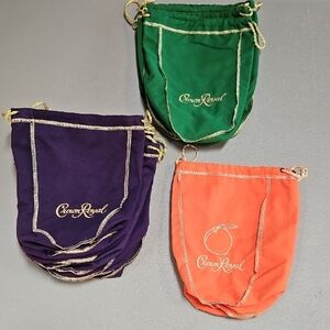 Crown Royal BAGS- Green, Purple, and Orange